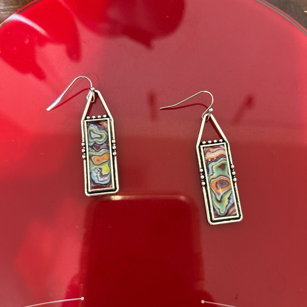 Colorful Abstract Earrings - Picture 3 of 5